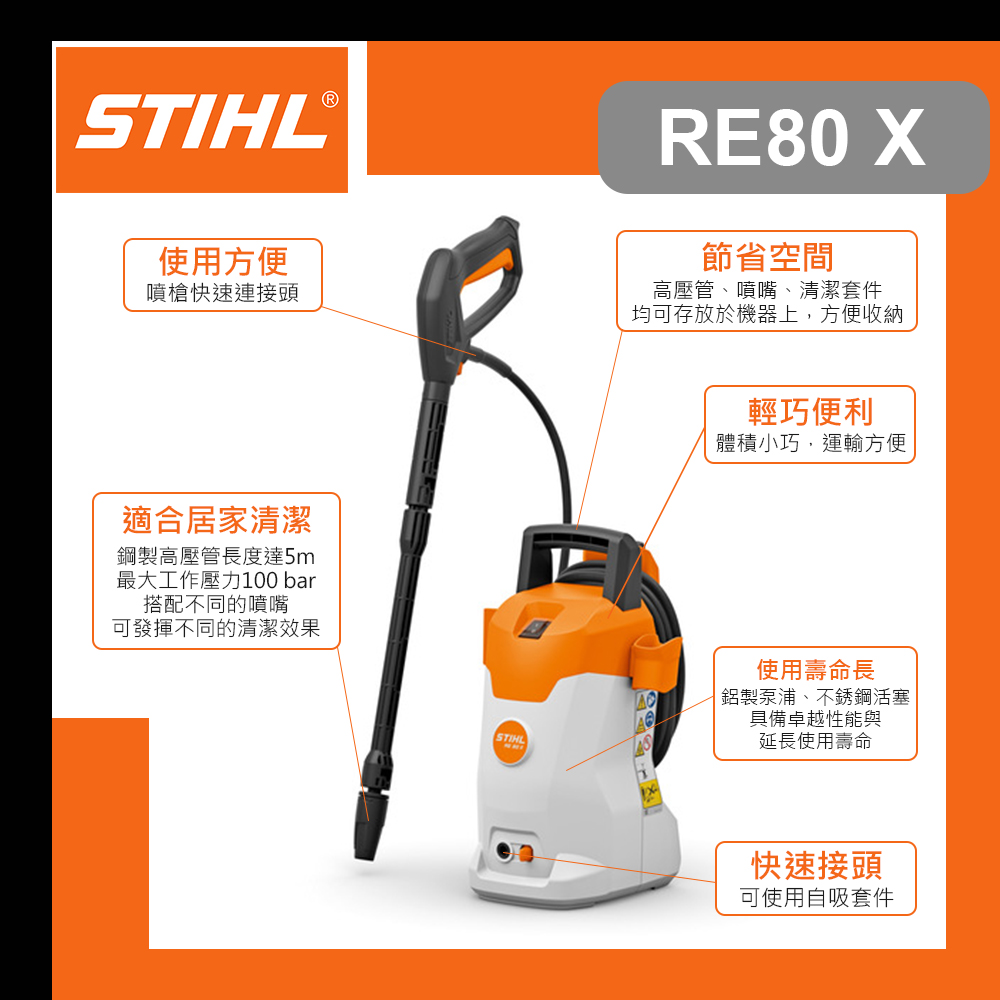 德國STIHL RE80X 】 自吸式高壓清洗機RE80 X 洗車機自吸式高壓